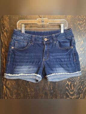 Girls 'Wonder Nation' Dark Blue Denim Shorts with Lace Trim Sz 10
